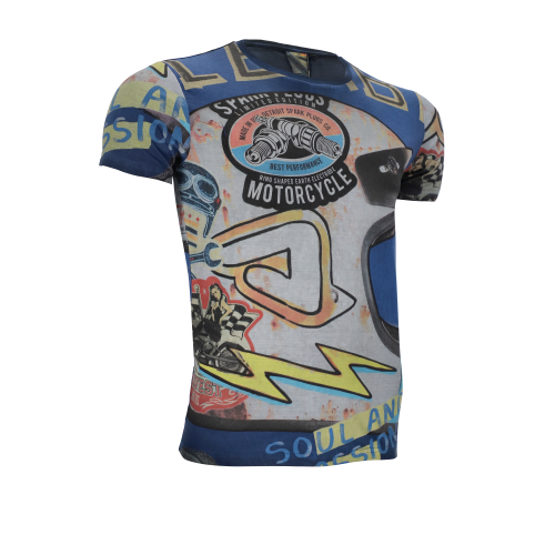 T-SHIRT SP CLUB STICKERS Colore : ROYAL BLU Taglia : XXL