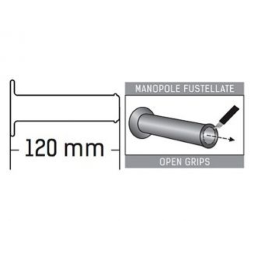 COPPIA MANOPOLE APERTE DOMINO STYLE UNIVERSALI 120MM