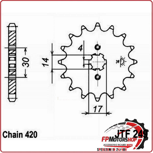 PIGNONE TRASMISSIONE PER MOTO JT 249 Z16 JTF249.16 16 DENTI ACCIAIO PASSO 420