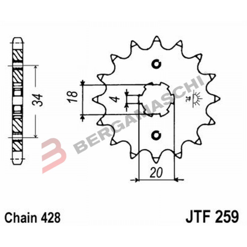 PIGNONE TRASMISSIONE PER MOTO JT 259 Z12 JTF259.12 12 DENTI ACCIAIO