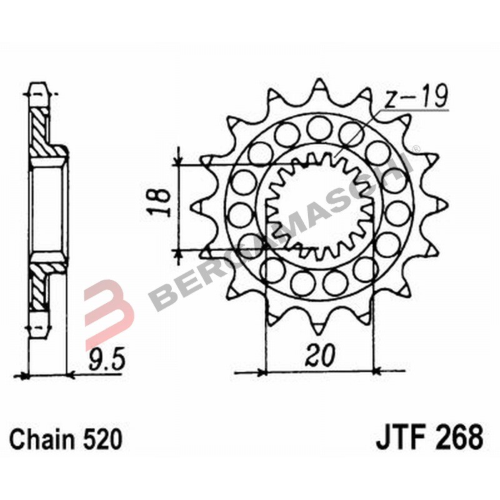 PIGNONE TRASMISSIONE PER MOTO JT 268 Z13 JTF268.13 13 DENTI ACCIAIO