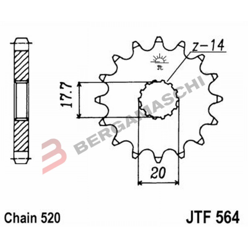 PIGNONE TRASMISSIONE PER MOTO JT 564 Z12 JTF564.12 12 DENTI ACCIAIO PASSO 520