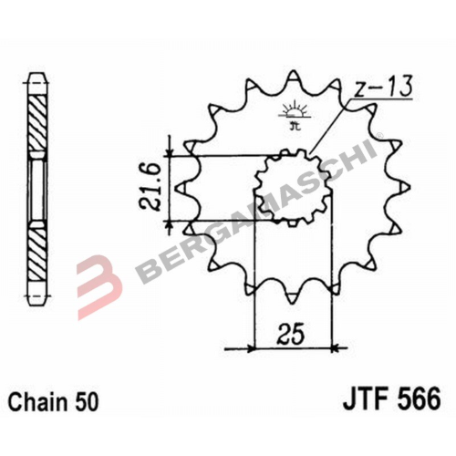 PIGNONE TRASMISSIONE PER MOTO JT 566 Z15 JTF566.15 15 DENTI ACCIAIO PASSO 530