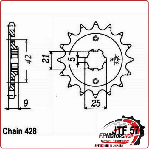 PIGNONE TRASMISSIONE PER MOTO JT 576 Z19 JTF576.19 19 DENTI ACCIAIO PASSO 428
