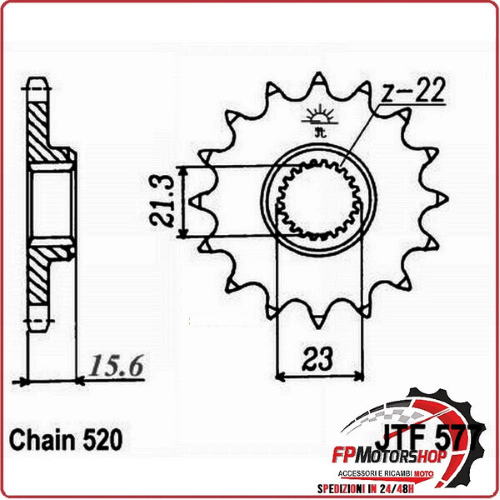 PIGNONE TRASMISSIONE PER MOTO JT 577 Z15 JTF577.15 15 DENTI ACCIAIO PASSO 520