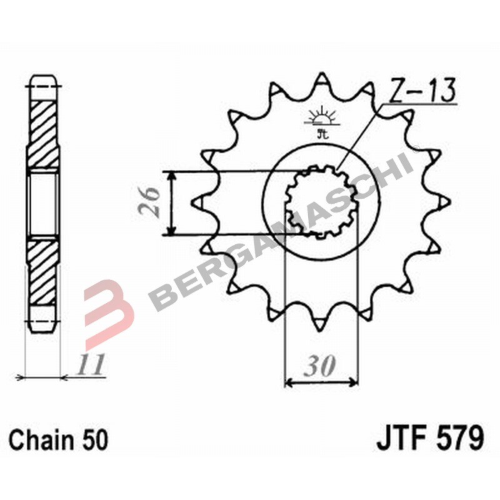PIGNONE TRASMISSIONE PER MOTO JT 579 Z14 JTF579.14 14 DENTI ACCIAIO PASSO 530