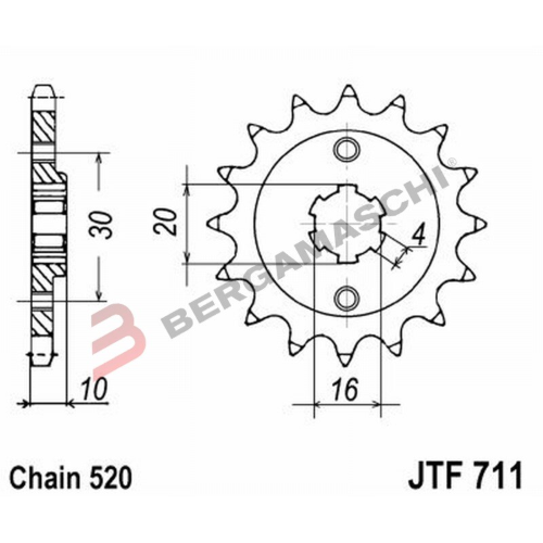 PIGNONE TRASMISSIONE PER MOTO JT 711 Z14 JTF711.14 14 DENTI ACCIAIO PASSO 520