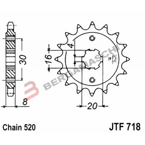 PIGNONE TRASMISSIONE PER MOTO JT 718 Z13 JTF718.13 13 DENTI ACCIAIO PASSO 520