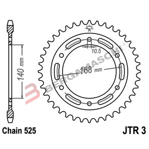 CORONA PER TRASMISSIONE MOTO JT 3 Z42 JTR3.42 FORI DI FISSAGGIO DA 105MM