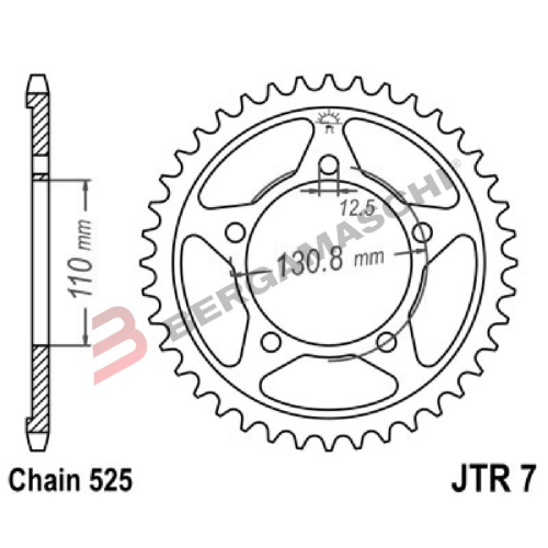 CORONA PER TRASMISSIONE MOTO JT 7 Z45 JTR7.45 45 DENTI ACCIAIO PASSO 525