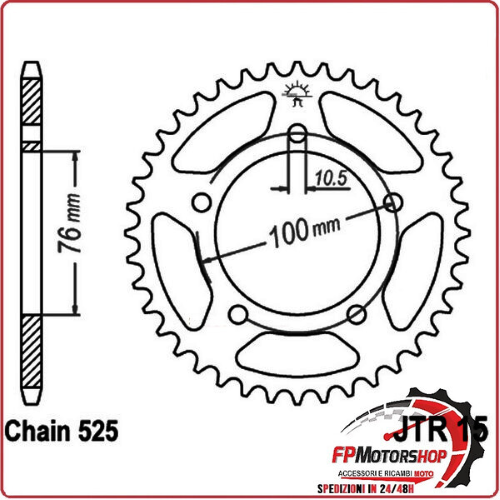 CORONA PER TRASMISSIONE MOTO JT 15 Z44 JTR15.44 44 DENTI ACCIAIO PASSO 525