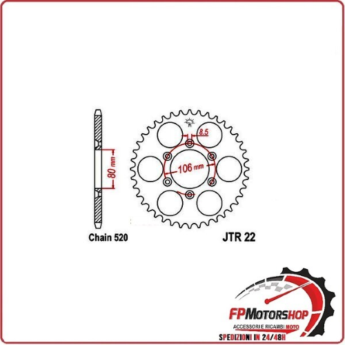 CORONA PER TRASMISSIONE MOTO JT 22 Z42 JTR22.42 APRILIA RX 125 95>02