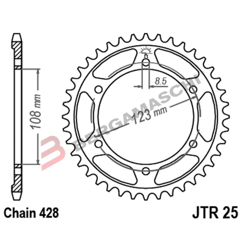 CORONA PER TRASMISSIONE MOTO JT 25 Z60 JTR25.60 60 DENTI ACCIAIO PASSO 420