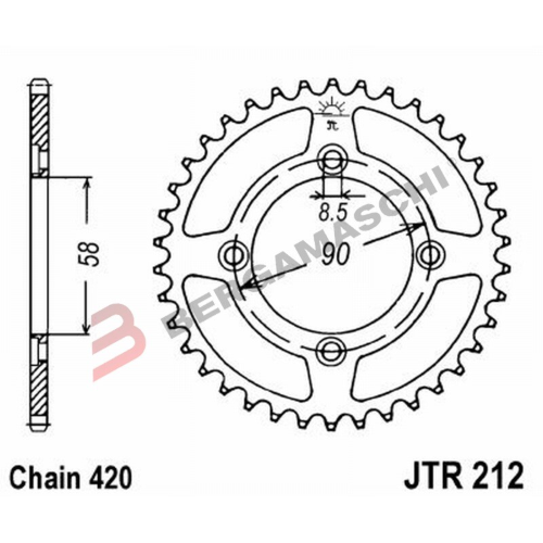CORONA PER TRASMISSIONE MOTO JT 212 Z35 JTR212.35 35 DENTI ACCIAIO PASSO 420