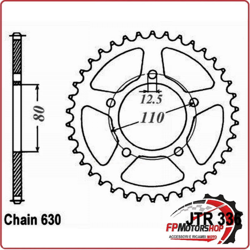 CORONA TRASMISSIONE PER MOTO JT 336 Z33 JTR336.33 33 DENTI PASSO 630