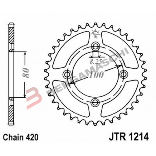 CORONA PER TRASMISSIONE MOTO JT 1214 Z46 JTR1214.46 46 DENTI ACCIAIO PASSO 420