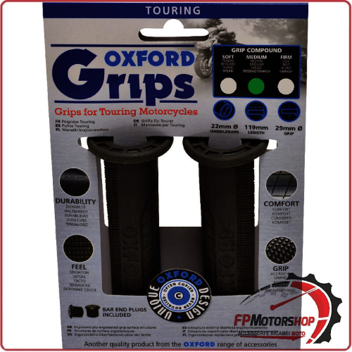 COPPIA MANOPOLE MANUBRIO SPORTS UNIVERSALI PER MOTO 22mm OXFORD OX603 GRIGIO