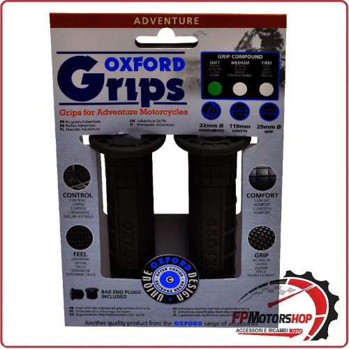 COPPIA MANOPOLE MANUBRIO PER MOTO OXFORD ADVENTURE GRIGIO MORBIDA OF640S