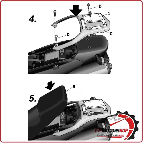ATTACCO BAGAGLIO BAULETTO MOTO PER SUZUKI DL V-STROM 650 04>11 SHAD S0VS12ST