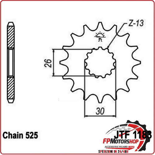 PIGNONE TRASMISSIONE PER MOTO JT 1183 Z18 JTF1183.18 18 DENTI ACCIAIO PASSO 525