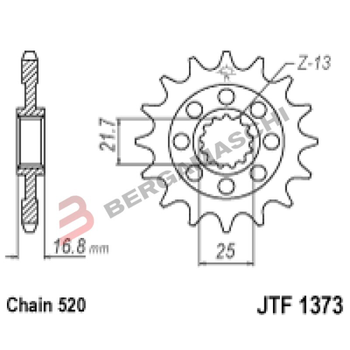 PIGNONE TRASMISSIONE PER MOTO JT 1373 Z17 JTF1373.17 17 DENTI ACCIAIO PASSO 520