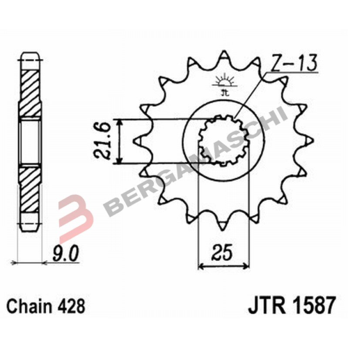 PIGNONE TRASMISSIONE PER MOTO JT 1587 Z20 JTF1587.20 20 DENTI ACCIAIO PASSO 428