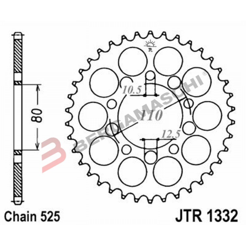 CORONA PER TRASMISSIONE MOTO JT 1332 Z46 JTR1332.46 46 DENTI ACCIAIO PASSO 525