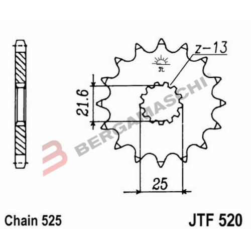 PIGNONE TRASMISSIONE PER MOTO JT 520 Z17 RB AMMORTIZZATO JTF520.17RB 17 DENTI