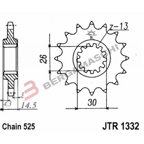 PIGNONE TRASMISSIONE PER MOTO JT 1332 Z16 RB AMMORTIZZATO JTF1332.16RB HONDA VFR