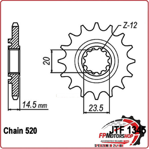 PIGNONE TRASMISSIONE PER MOTO JT 1345 Z13 RB AMMORTIZZATO JTF1345.13RB 13 DENTI