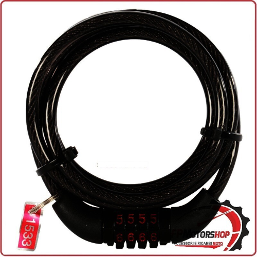 CAVO ANTIFURTO PER MOTO SCOOTER COMBI GRIGIO 150CM X 6MM OXFORD OF210