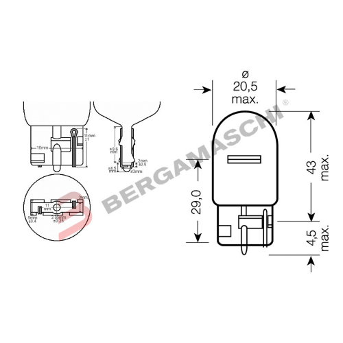 SCATOLA 10PZ LAMPADE VETRO 12V W21/5W T20 RIATEC PER AUTO MOTO SCOOTER
