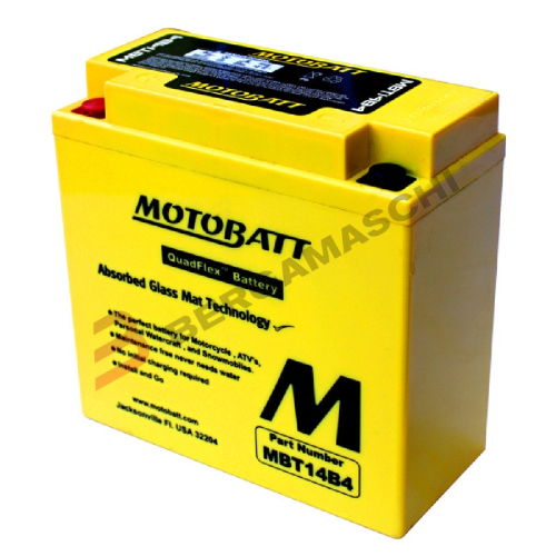 BATTERIA AGM GEL PER MOTO 12V MOTOBATT MBT14B4 YT14B YAMAHA XVS 1100 DRAG STAR