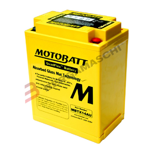 BATTERIA AGM GEL PER MOTO 12V MOTOBATT MBTX14AU YTX14 APRILIA SCARABEO 500 02-06