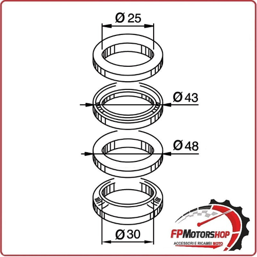 KIT RALLE STERZO PER MBK BOOSTER CYGNUS 100 OKYAMI CUSCINETTI DI SUP M25