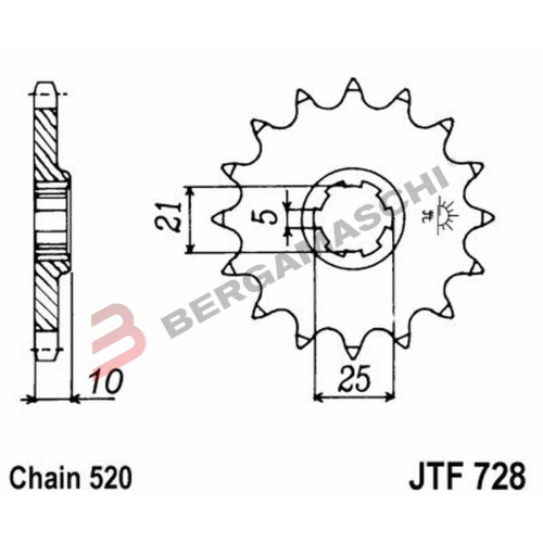 PIGNONE TRASMISSIONE PER MOTO JT 728 Z15 JTF728.15 15 DENTI ACCIAIO PASSO 520