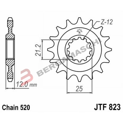 PIGNONE TRASMISSIONE PER MOTO JT 823 Z14 JTF823.14 14 DENTI ACCIAIO PASSO 520