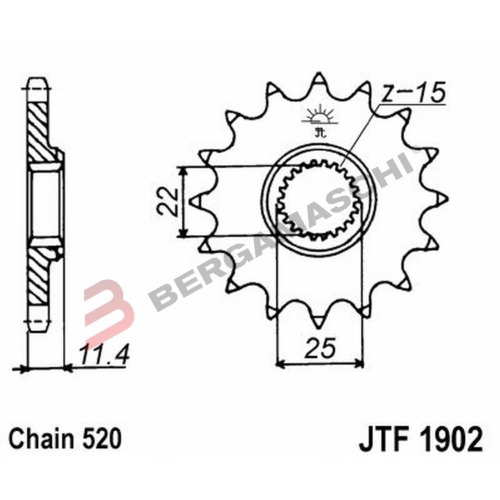 PIGNONE TRASMISSIONE PER MOTO JT 1902 Z14 JTF1902.14 14 DENTI ACCIAIO PASSO 520