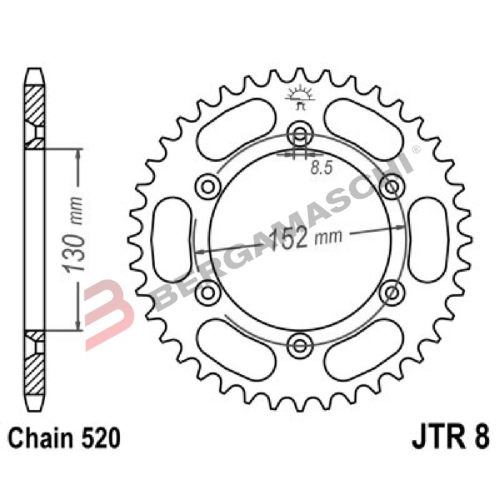 CORONA PER TRASMISSIONE MOTO JT 8 Z51 JTR8.51 51 DENTI ACCIAIO PASSO 530