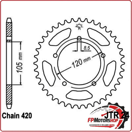 CORONA TRASMISSIONE PER MOTO JT 24 Z51 JTR24.51 51 DENTI PASSO 420 APRILIA MX