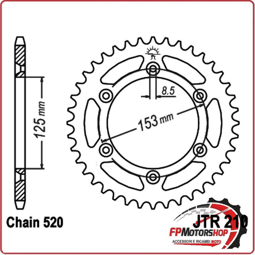 CORONA TRASMISSIONE PER MOTO JT 210 Z47 JTR210.47 47 DENTI 520