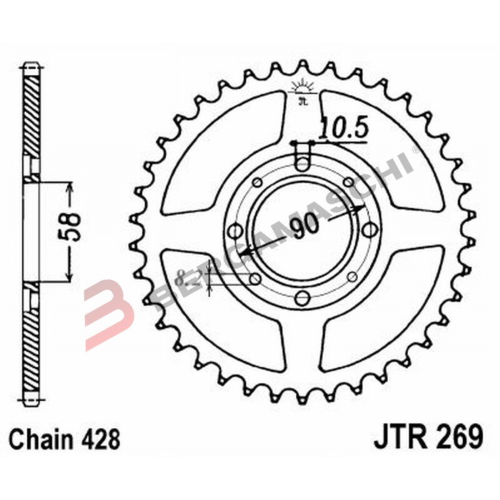 CORONA PER TRASMISSIONE MOTO JT 269 Z46 JTR269.46 46 DENTI ACCIAIO PASSO 428