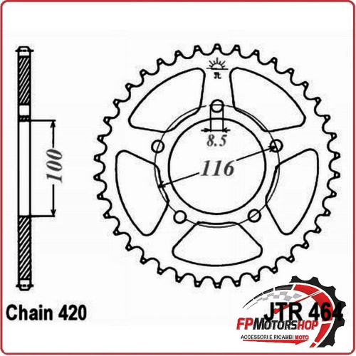 CORONA PER MOTO JT 464 Z49 JTR464.49 49 DENTI PASSO 420 KAWASAKI KX80 83