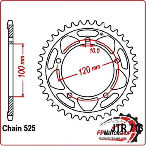 CORONA PER MOTO JT 713 Z42 JTR713.42 42 DENTI 525 APRILIA RSV4 1000 11-14