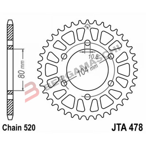 CORONA PER TRASMISSIONE MOTO ALL.7075T6 JTA 478 Z47 BLK JTA478.47BLK 47 DENTI