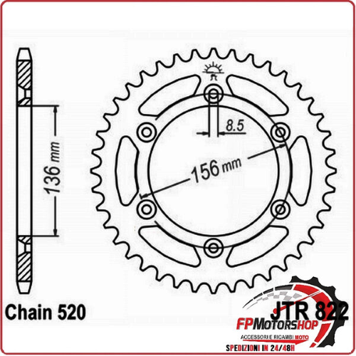 CORONA PER TRASMISSIONE MOTO ALL.7075T6 JTA 822 Z50 BLK JTA822.50BLK 50 DENTI