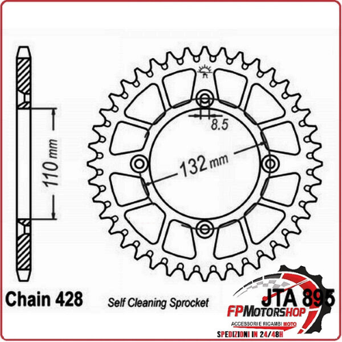 CORONA PER TRASMISSIONE MOTO ALL.7075T6 JTA 895 Z47 BLK JTA895.47BLK 47 DENTI