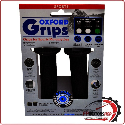 COPPIA MANOPOLE MANUBRIO PER MOTO OXFORD SPORT GRIGIO MESCOLA MORBIDA OF642S