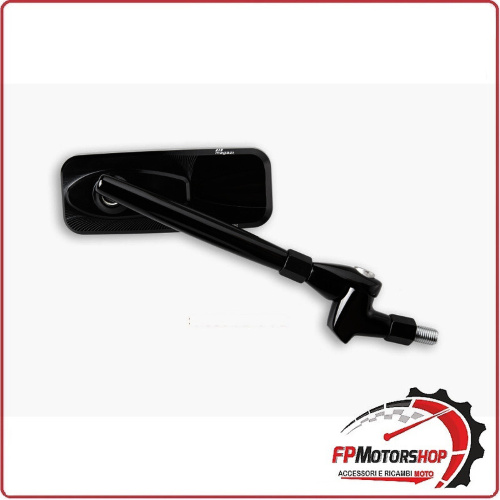 SPECCHIO SPECCHIETTO UNIVERSALE PER MOTO BKR DX/SX RETTANGOLARE ALLUMINIO NERO