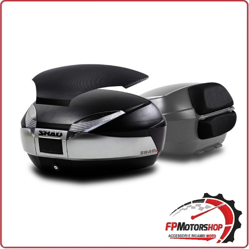 BAULETTO PER MOTO SCOOTER SHAD SH48 TITANIO CON COVER CARBON + POGGIA SCHIENA